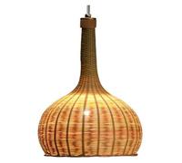 LXYST Japanese Style Round Art Chandelier Natural Wicker Rattan Light Fixture for Tea House Restaurant Adjustable Decor Residential Lamp