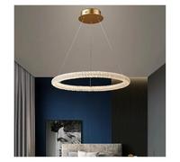 LXYST - K9 Crystal Round Compatible with Living Room Study Bedroom Lobby Multiple Ring Aluminum Lamp Body Pendant Light,s,Neutral Light-Dia80x60cm