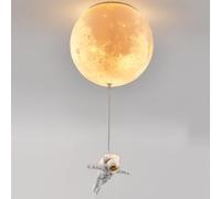 LXYST Kids Bedroom Chandelier Fixture White Milk 3D Printing Moon Planet Astronaut Ceiling Boys Children Hanging Light for Nursery Girls Room Bathroom/B Style/25C