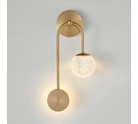 LXYST Lamps, Copper Lamp丨U-Shaped Crystal Luxury Sconces丨Modern Living Room Wall Lighting Fixtures丨Three-Color Light Decorative Lights Compatible with Bedroom Bedside(One Color Right)