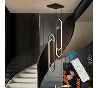 LXYST Large LED Chandelier,4/6-lights Pendant with Remote Control Chandelier Adjustable Height Loft Spiral Staircase Ceiling Light for Enterway Foyer(20 60cm, 4