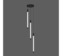 LXYST Larged Entryway Foyer Staircase High Ceilings Long Tube Hanging Light Black Farmhouse Led Linear Chandelier for Living Room Dining Table Hall/Black/3 Lights