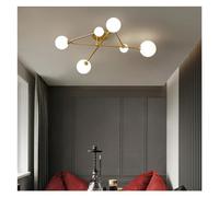 LXYST Led Ceiling Chandelier Milky White Glass Gold Compatible with Living Room Bedroom Loft Home Decor Lighting Lusters Fixture, Match, 9 Heads