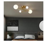 LXYST Led Ceiling Chandelier Milky White Glass Gold Compatible with Living Room Bedroom Loft Home Decor Lighting Lusters Fixture, Match, 9 Heads