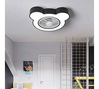 LXYST Led Children's Room Fan Lamp, Remote Control 3-Speed 3 Color Light Multicolor Optional Eye Protection Chandelier Ceiling Fan/Black