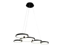 LXYST LED Creative Circle Iron Art Dimmable Light Chandelier Black Lightingfixture, Dining Table, Bedroom, Living Room Pendant Lamp (Color 5 Lights)