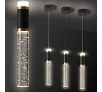 LXYST Led, Crystal Kitchen Island Light Fixture,Adjustable ing for Island,Black Gold Chandelier Dining Room,Bedroom, Pendant Spot