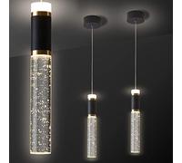LXYST Led, Crystal Kitchen Island Light Fixture,Adjustable ing for Island,Black Gold Chandelier Dining Room,Bedroom, Pendant Spot
