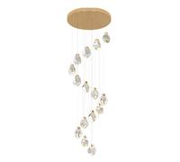 LXYST LED Dimmable 3000-6000K Chandelier for Living Room 16-Lights Gold Spiral Staircase 118 Inch Long Foyer Pendant Light with High Entrance and Attic Crystal Ceiling Lamp