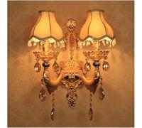 LXYST LED Indoor Light Gold European Crystal Wall Lights Living Room Decorative Lamps Bedroom Bedside Lamp Aisle, Chandelier(2light)