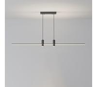 LXYST LED Linear Dimming Brushed Gold Pool Table Light Slender Tube Long Chandelier Spot Black Strip Industrial Hanging Lamp for Dining Room Kitchen Island Restaurant