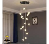 LXYST LED Square Crystal Chandelier Lighting Large Restaurant Spiral Staircase Chandeliers Living Room Cristal Hang Lamps, Chandelier(10Head)