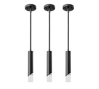 LXYST LIANGMH Pendent Lights in Black Light Bedside Table Small Chandelier, Metal Rod Ceiling Pendant for Kitchen Island Bedroom Restaurant Bar (3-Pack) (Color