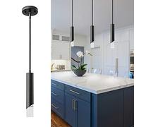 LXYST LIANGMH Pendent Lights in Black Light Bedside Table Small Chandelier, Metal Rod Ceiling Pendant for Kitchen Island Bedroom Restaurant Bar (3-Pack) (Color