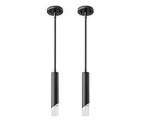 LXYST LIANGMH Pendent Lights in Black Light Bedside Table Small Chandelier, Metal Rod Ceiling Pendant for Kitchen Island Bedroom Restaurant Bar (3-Pack) (Color