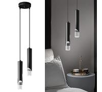 LXYST LIANGMH Pendent Lights in Black Light Bedside Table Small Chandelier, Metal Rod Ceiling Pendant for Kitchen Island Bedroom Restaurant Bar (3-Pack) (Color