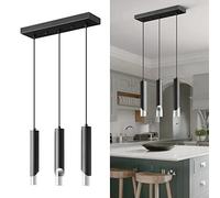 LXYST LIANGMH Pendent Lights in Black Light Bedside Table Small Chandelier, Metal Rod Ceiling Pendant for Kitchen Island Bedroom Restaurant Bar (3-Pack) (Color