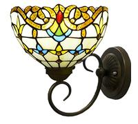 LXYST Light Fixtures Set of Two, Amout Lamp, 8 in Hand-Made Stained Glass Shade Wall Lights for Bedroom Living Room Hallway Kitchen,Ye,Yellow-1PCS