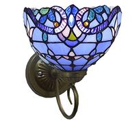 LXYST Light Fixtures Set of Two, Amout Lamp, 8 in Hand-Made Stained Glass Shade Wall Lights for Bedroom Living Room Hallway Kitchen,Ye,Blue-1PCS