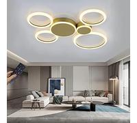 LXYST Light Lamps Round Ring Designer Decorative Ceiling Lamp Dimmable with Remote Control Metal Acrylic for Living Room Hallway Creative,Gold-6 Ring，78W
