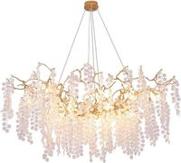 LXYST Light Luxury Ceiling Crystal Lighting Dining Living Room Branch Chandelier Large Fixture Home Decor Lamp, Rond-d60cm Without