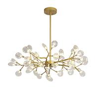 LXYST Light,Nordic Firefly Sputnik Chandelier, 45-Lights Led Branch Adjustable Indoor Hanging Ceiling Light with Shade for Living Room-Transparent Glass