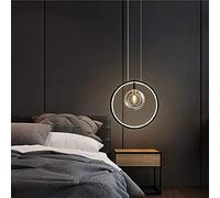 LXYST Light,Round Chandeliers Black Round Island Ceiling Mid Century Light for Kitchen Bedroom Living Room, Nordic Chandelier with Glass Shade/11Inch