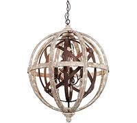 LXYST Light Spherical Chandelier, Crystal Double Layer Retro Industrial Metal Pendant 5-Lights, Lantern Ceiling Lamps for Kitchen Living Dining Room Home Decor Lamp