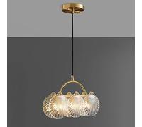 LXYST Linear 3 Chandelier Contemporary Led Fixture Ribbed Glass Sea Coastal Ceiling Hanging Lampd Nordic Lighting for Dining Room Table Bedroom Kitchen Island Fo/Warm Light