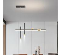 LXYST Linear Chandelier Kitchen Island Blackd Butterfly Dimmable Long Strip Led with Spot Beam Light Mid Century Ceiling Hanging Lamp for Dining Room Restaurant Bar