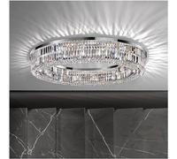 LXYST Living Room Chandeliers Round/Square/Rectangle Chrome Hanging Light Fixtures Crystal Ceiling Chandelier for Bedroom LED Home Decor Lamp, Coollight Dia80cm