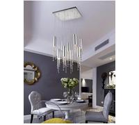 LXYST Loft Chandelier for Staircase LED Crystal Pendant Lamp Duplex Living Room Hanging Fixtures Long Chandeliers (White Light,B15 Lights)
