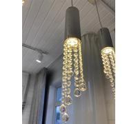 LXYST Loft Crystal Ceiling for Staircase LED Hallway Decor Pendant Lamp Duplex Living Room Hanging Fixtures Long Chandeliers (White Light,3 Lights)