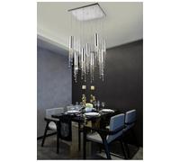 LXYST Loft Crystal Ceiling for Staircase LED Hallway Decor Pendant Lamp Duplex Living Room Hanging Fixtures Long Chandeliers (White Light,B 9 Lights)