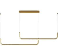 LXYST Long Linear Chandelier, 3-Color Dimmable LED Pendant Light, Industrial Fixture for Dining Table Kitchen Island Bar Living Room Hanging Lamp (Size : Gold-150cm)