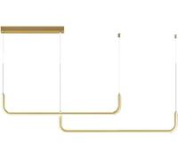 LXYST Long Linear Chandelier, 3-Color Dimmable LED Pendant Light, Industrial Fixture for Dining Table Kitchen Island Bar Living Room Hanging Lamp (Size : Gold-120cm)