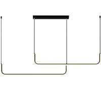 LXYST Long Linear Chandelier, 3-Color Dimmable LED Pendant Light, Industrial Fixture for Dining Table Kitchen Island Bar Living Room Hanging Lamp (Size : Black-150cm)
