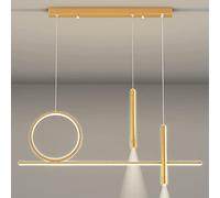 LXYST Long Ring Combination Pendant Metal Hanging Light with Spotlight Dining Living Room Bar Decoration Ceiling Pendent Lamp Adjustable Lighting Fixtures,Gold-A