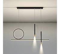 LXYST Long Ring Combination Pendant Metal Hanging Light with Spotlight Dining Living Room Bar Decoration Ceiling Pendent Lamp Adjustable Lighting Fixtures,Dark-A