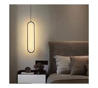 LXYST Long Strip Round Ring, Industrial Vintage Pendant Lights, Acrylic Lampshade Ceiling Hanging Lamp Fixture Apply to Bedroom Restaurant Bar Kitchen,Blacka60cm-Three Color Light