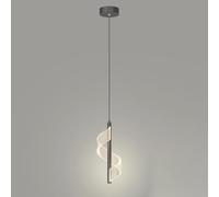 LXYST Long Tube Bedside Pendant Lamp Aluminum Flute Hanging Spiral Acrylic Lampshade Chandelier 5W Bedroom Decorative Suspension Lamps Minimalist Drop Lights(Dark,Three-Color Light)