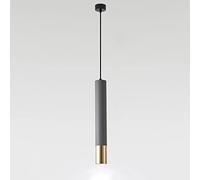 LXYST Long Tube Led Lamp Aluminum Cylinder Droplight Gray&Gold Hanging Restaurant 5W Spotlight European Indoor Suspension Light Kitchen Island Chandelier/Neutral Light/50Cm