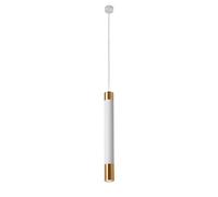 LXYST Long Tube Pendant Light, Ultra-Thin Metal Hanging Lamp, Cylindrical Flute Chandelier for Bar Counter, Minimalist Suspension Fixture(White,55CM)