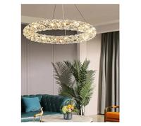 LXYST Luxurious French Crystal Chandelier Round Main Light for Restaurant Hall Adjustable Dimming D80CM Elegant Interior Decoration