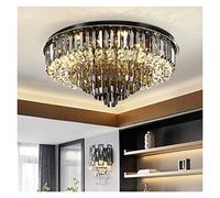LXYST Luxury Chandelier Ceiling Pendant for Living Room - Round Gray Clear Crystal Fixture (Warm Light Dia x H 48cm)