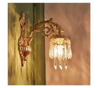 LXYST Luxury Copper Crystal Lamp Double Head Gold Retro Style Wall Lights Compatible with Living Room,Ceiling Fixture,Warm Light