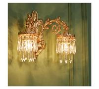 LXYST Luxury Copper Crystal Lamp Double Head Gold Retro Style Wall Lights Compatible with Living Room,Ceiling Fixture,Warm Light