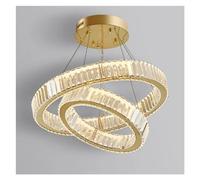 LXYST Luxury Crystal Chandelier Pendant Light 2-Ring Gold Finish Compatible with Living Bedroom Dining Room Kitchen x 80 cm