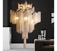 LXYST Luxury Nordic Wave Shaped Aluminum Chain Tassel Chandelier for Home Hotel Living Room Decor