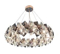 LXYST Luxury Round Crystal Chandelier Gold Metal Ceiling Light Fixture for Living Room Bedroom Restaurant Elegant Hanging 3/8